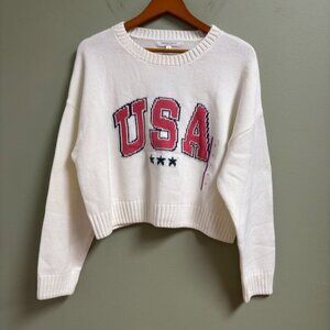 Grayson Threads Womens USA Knit Sweater Size XL Crop Stars Casual Preppy NWT